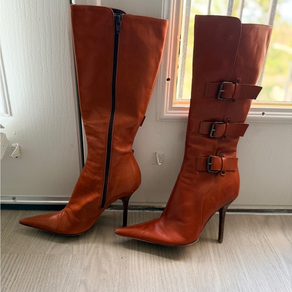 Charles David Rust Heeled Boots - Picture 2 of 3